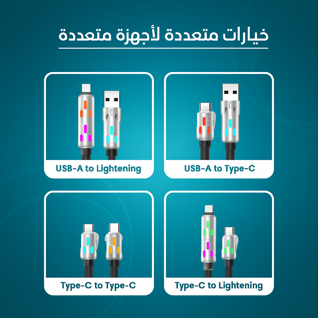 كابل شحن USB متعدد 4 في 1