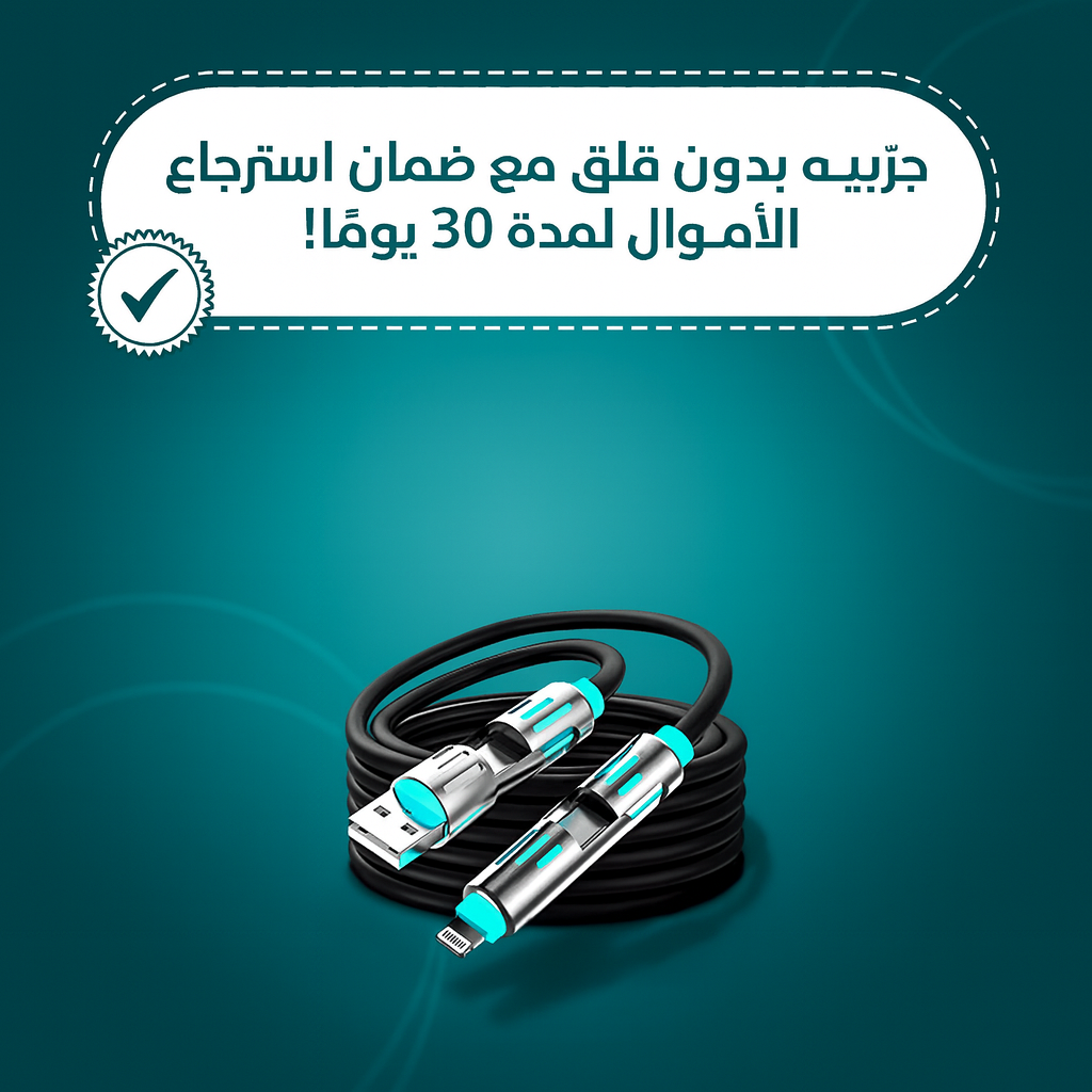 كابل شحن USB متعدد 4 في 1